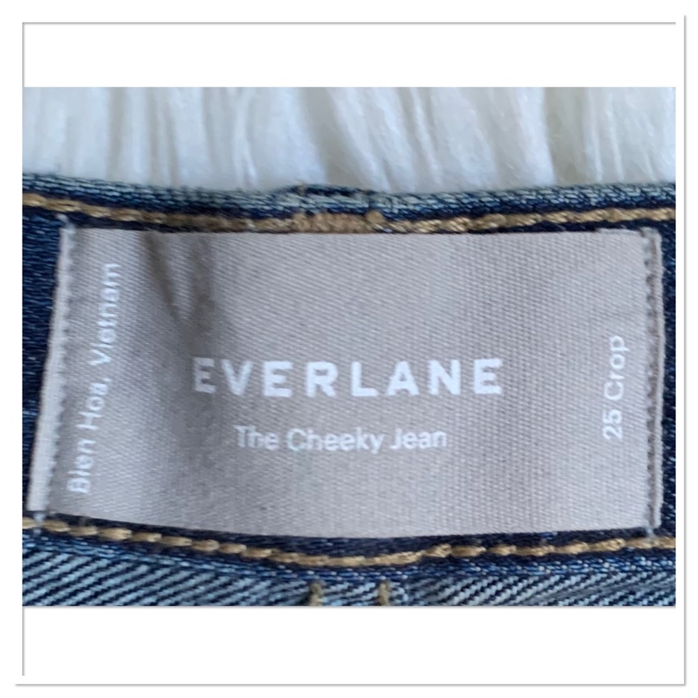 Everlane The Cheeky Jeans Cropped Distressed Button Fly Blue Size 25 - Picture 7 of 8